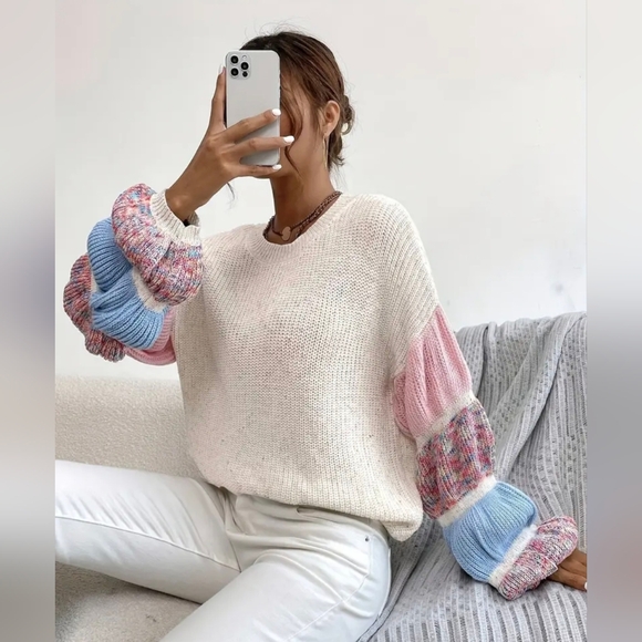 Gathered Sleeve Drop Shoulder Sweater - Picture 6 of 8